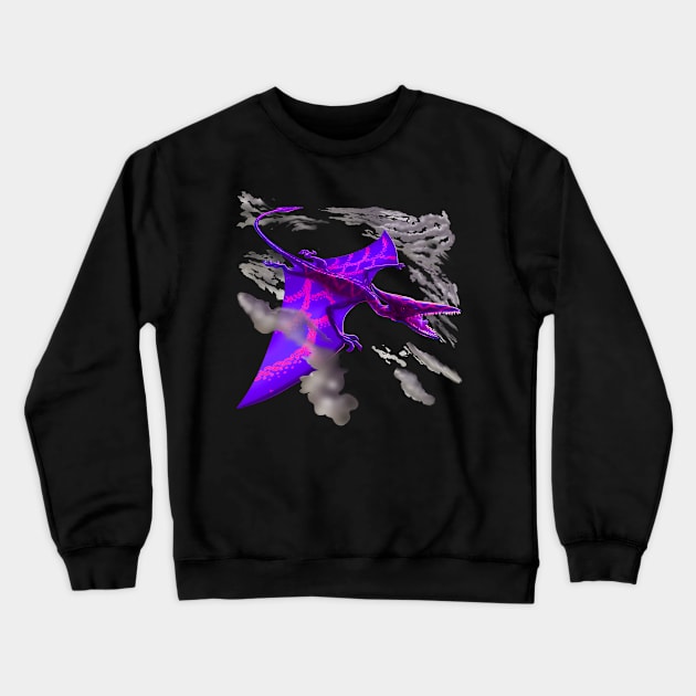 Pterodactyl at night Crewneck Sweatshirt by AyotaIllustration